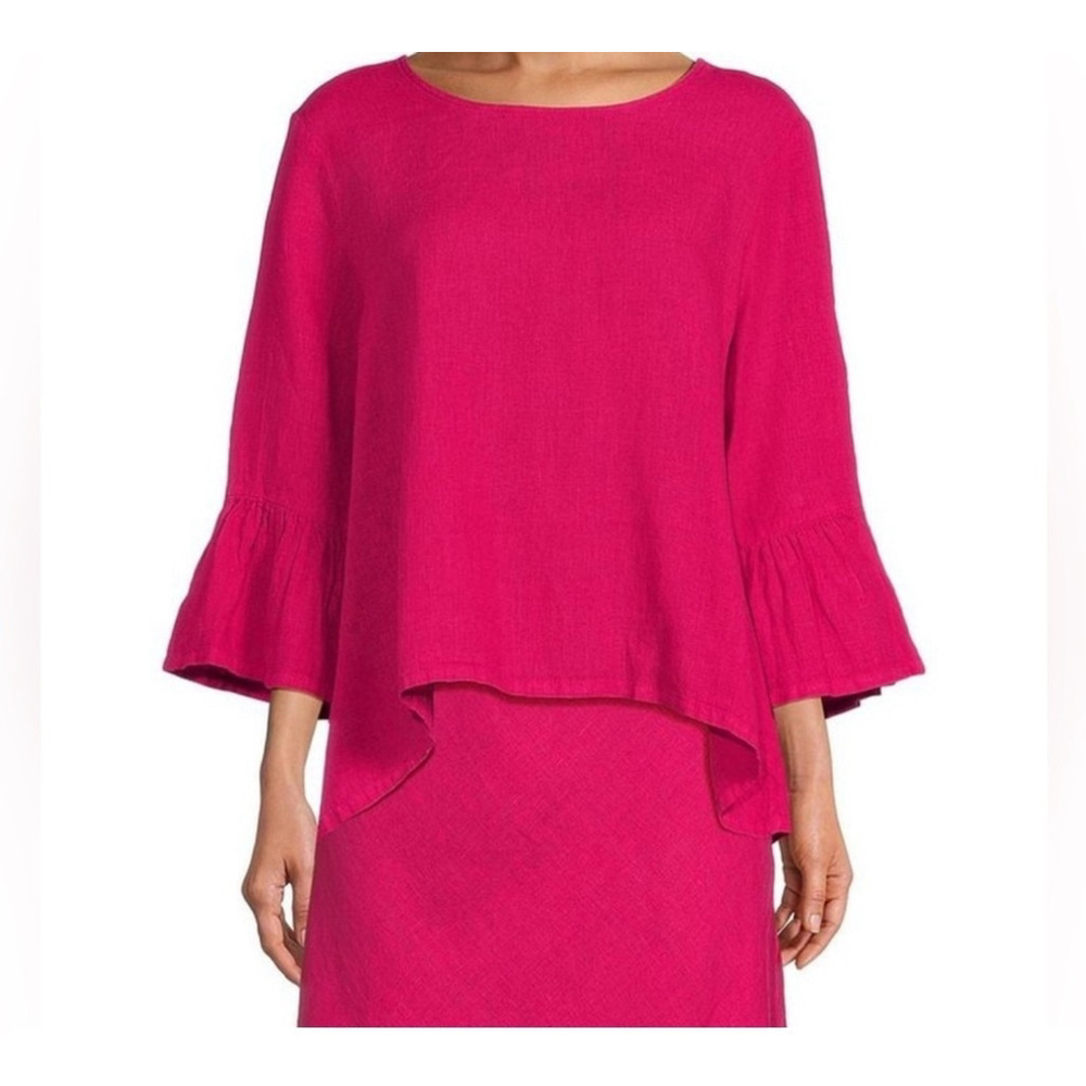 Bryn Walker Fran Tunic Top Bell Sleeve Hot Pink XXL Boho Lagenlook Art